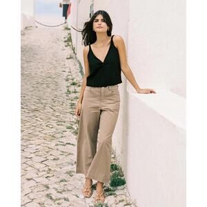 Harly Jae light brown wide leg hemp blend pants size XL casual flat front